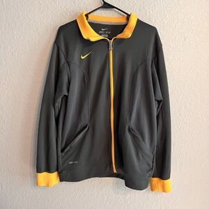 Nike Dri-fit Gray/yellow Zip Up‎ Jacket Women's Size Oversized Small